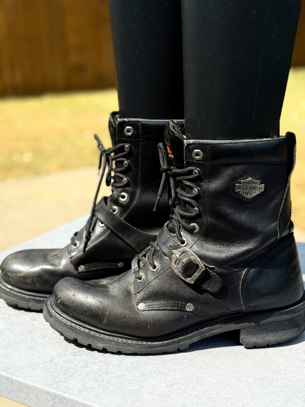 VTG Harley Davidson Boots 11 Black Leather Biker Cyber Grunge Y2K 4198